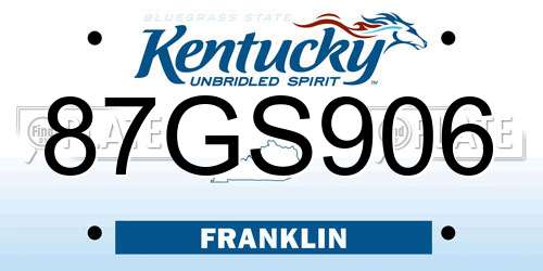 87GS906 Kentucky License Plate