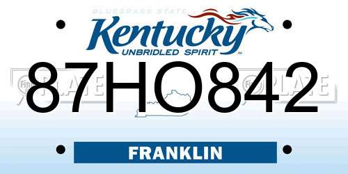 87HO842 Kentucky License Plate