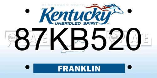 87KB520 Kentucky License Plate