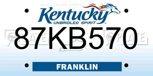 87KB570 Kentucky License Plate