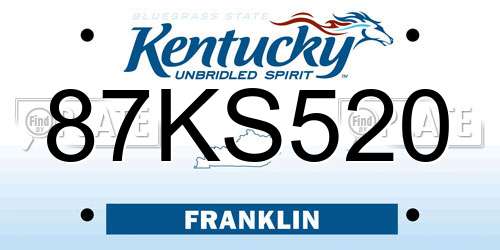 87KS520 Kentucky License Plate