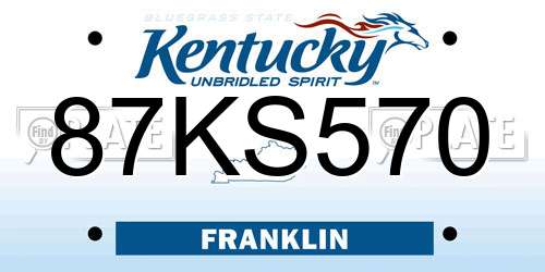 87KS570 Kentucky License Plate