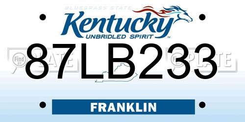 87LB233 Kentucky License Plate