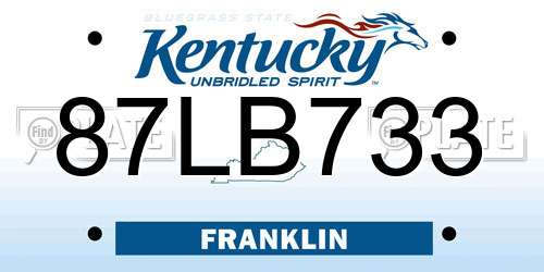 87LB733 Kentucky License Plate