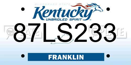 87LS233 Kentucky License Plate