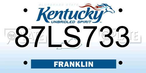 87LS733 Kentucky License Plate