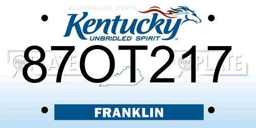 87OT217 Kentucky License Plate