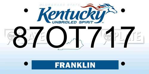 87OT717 Kentucky License Plate