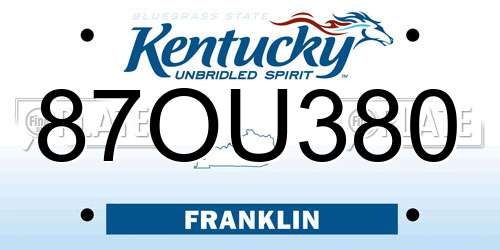 87OU380 Kentucky License Plate