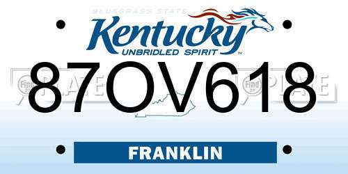 87OV618 Kentucky License Plate