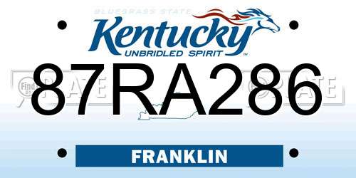 87RA286 Kentucky License Plate