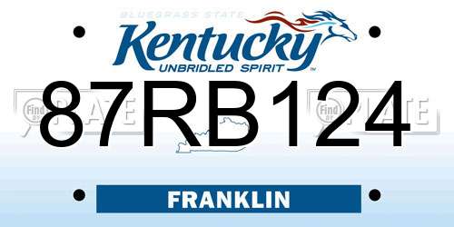 87RB124 Kentucky License Plate
