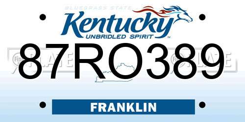 87RO389 Kentucky License Plate