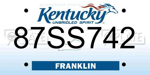 87SS742 Kentucky License Plate