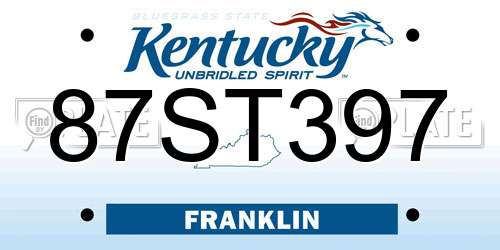 87ST397 Kentucky License Plate