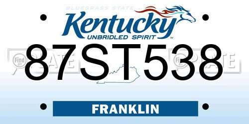 87ST538 Kentucky License Plate