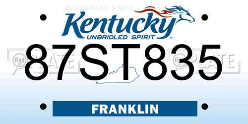 87ST835 Kentucky License Plate