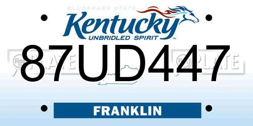 87UD447 Kentucky License Plate