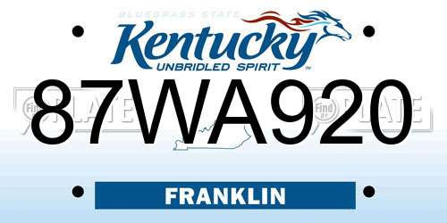 87WA920 Kentucky License Plate