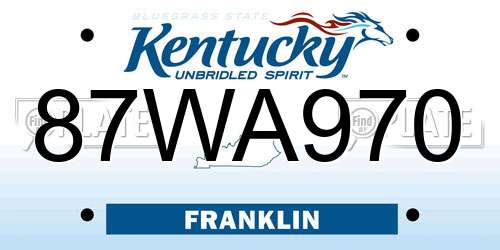 87WA970 Kentucky License Plate