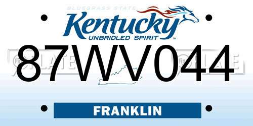 87WV044 Kentucky License Plate