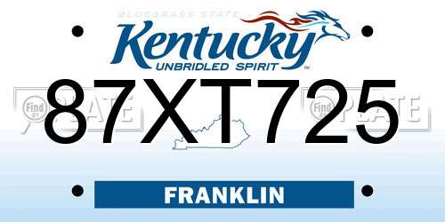 87XT725 Kentucky License Plate