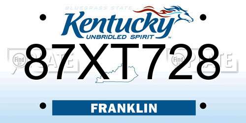 87XT728 Kentucky License Plate