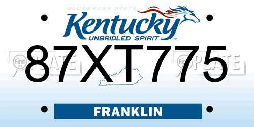 87XT775 Kentucky License Plate