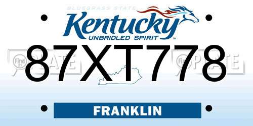 87XT778 Kentucky License Plate