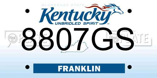 8807GS Kentucky License Plate