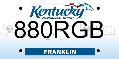880RGB Kentucky License Plate