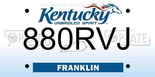 880RVJ Kentucky License Plate