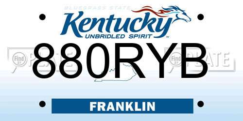 880RYB Kentucky License Plate