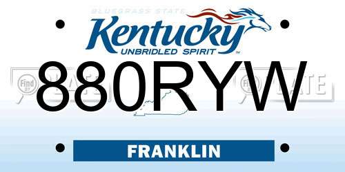 880RYW Kentucky License Plate