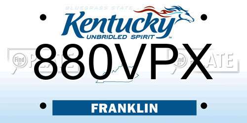 880VPX Kentucky License Plate