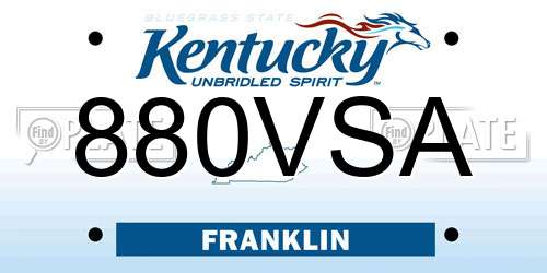 880VSA Kentucky License Plate