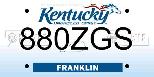 880ZGS Kentucky License Plate