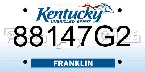 88147G2 Kentucky License Plate