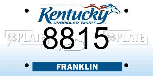 8815 Kentucky License Plate