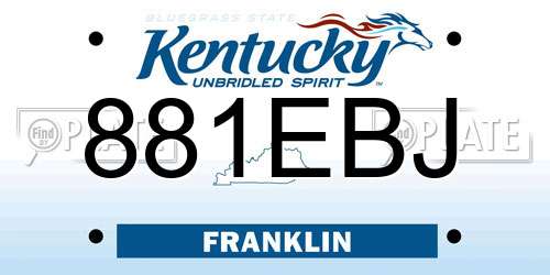 881EBJ Kentucky License Plate