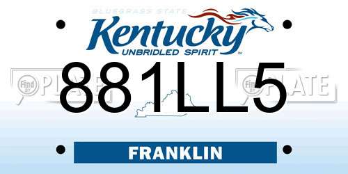 881LL5 Kentucky License Plate