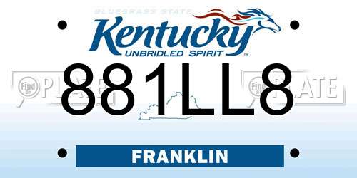881LL8 Kentucky License Plate