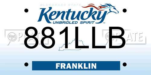 881LLB Kentucky License Plate