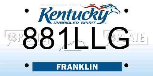 881LLG Kentucky License Plate