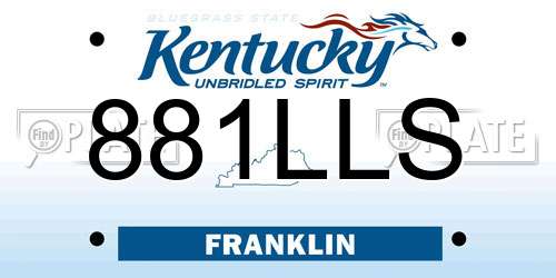 881LLS Kentucky License Plate