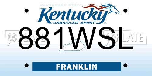 881WSL Kentucky License Plate