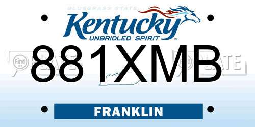881XMB Kentucky License Plate