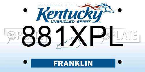 881XPL Kentucky License Plate