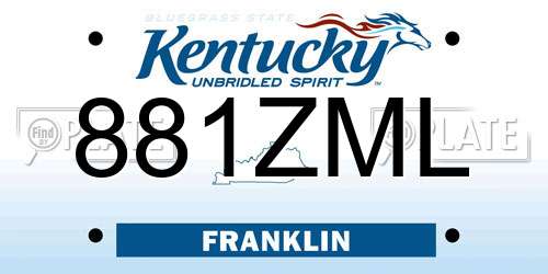 881ZML Kentucky License Plate