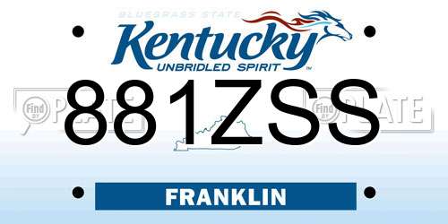 881ZSS Kentucky License Plate